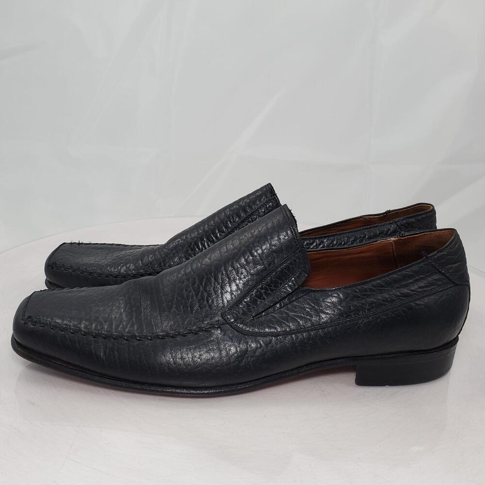 JR Boots & Shoes Loafers Men 9.5 Black Leather Slip On Square Toe Dress